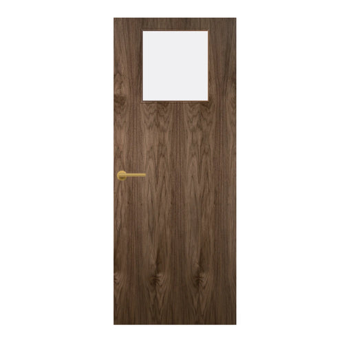 Walnut Veneer - 1G - Glazed Fire Door FD60