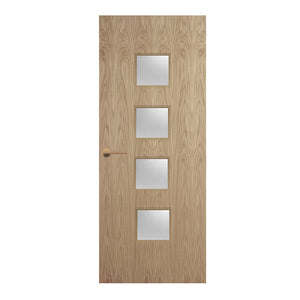 Oak Veneer - 22G - Glazed Door (FD30)