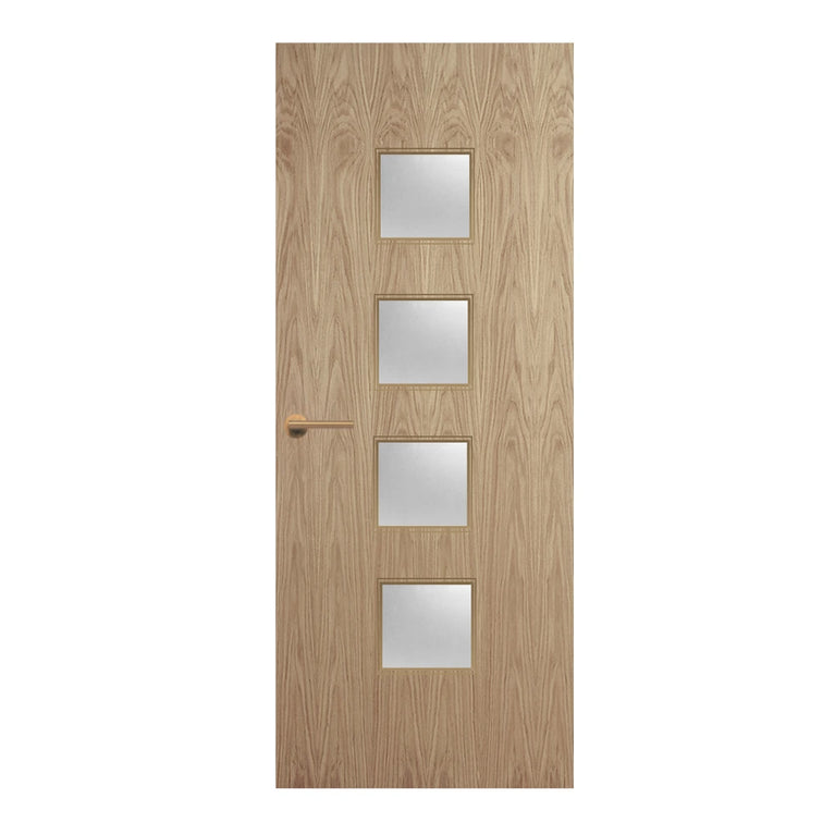 Oak Veneer - 22G - Glazed Door (FD30)