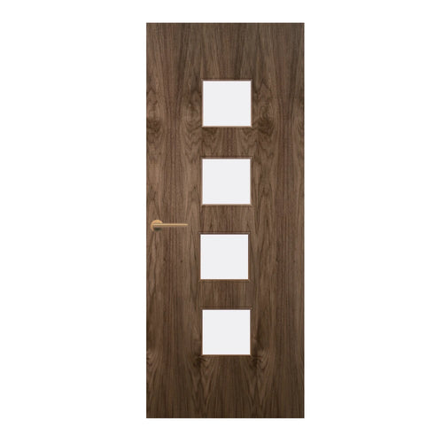 Walnut Veneer - 22G - Glazed Fire Door FD60