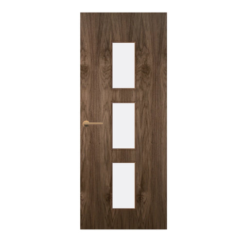 Walnut Veneer - 23G - Glazed Fire Door FD60