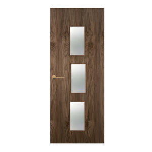 Walnut Veneer - 23G - Glazed Fire Door FD60