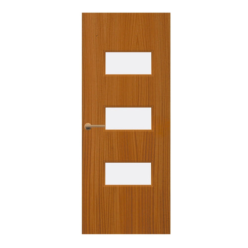 Sapele Veneer - 24G - Glazed Fire Door FD60