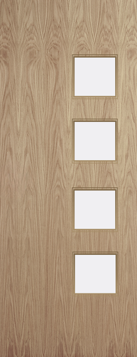 Oak Veneer - 26G - Glazed Fire Door FD60
