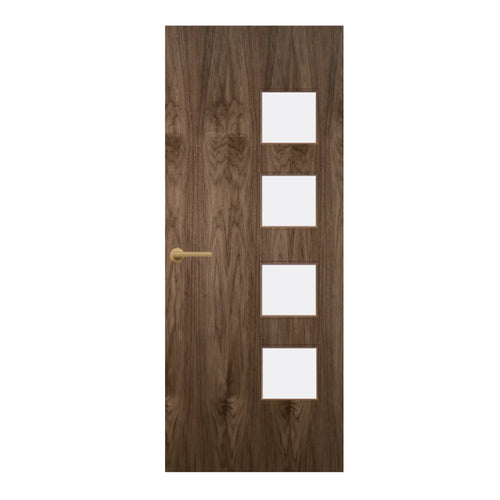 Walnut Veneer - 26G - Glazed Fire Door FD60