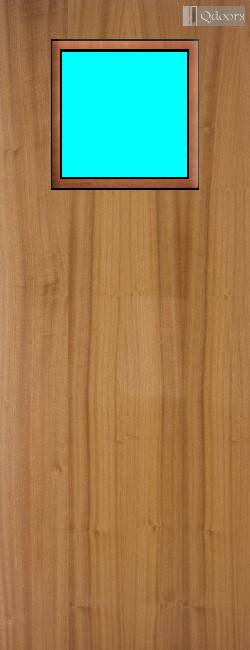 Sapele door with a square vision panel on the top half