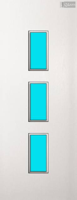 Paint Grade white door with three vertical vision panels in the center