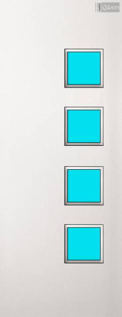 Paint Grade white door with four square vision panels on the right