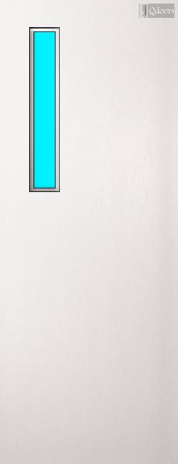 White door with a rectangular window on the top left