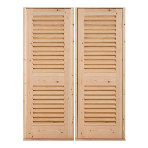 Louvre Pair Doors Front with mid-rail detail