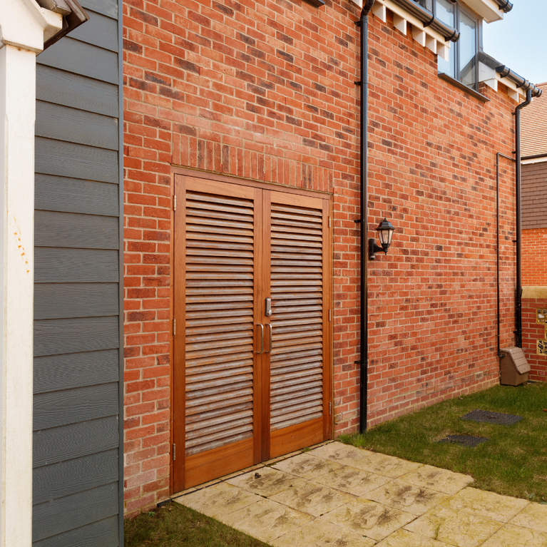 Pair Hardwood Louvre doors Inc Frame & Cill
