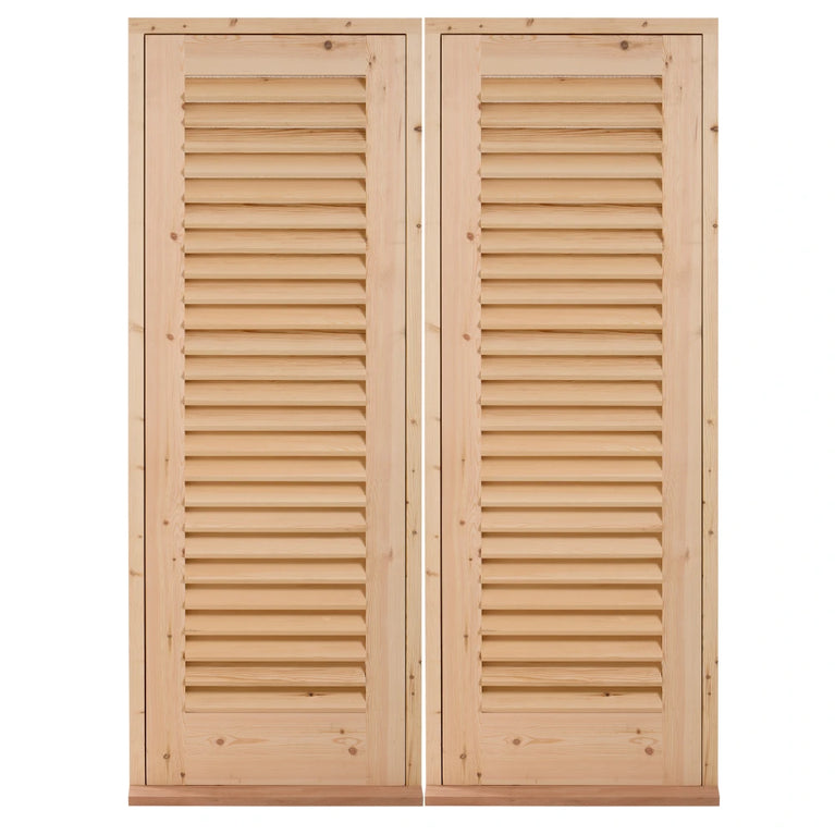Pair Hardwood Louvre doors Inc Frame & Cill