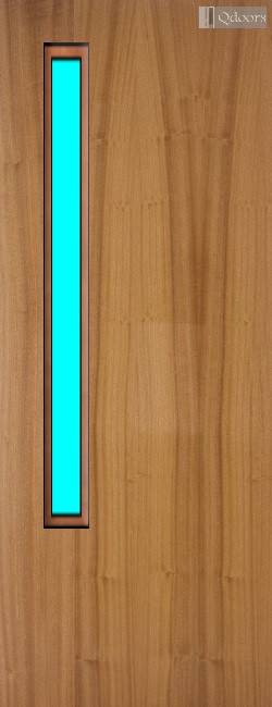 Sapele door with a vertical glass panel on the left