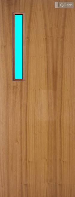 Sapele door with a vertical vision panel on the top left side
