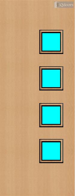Beech door with four square vision panels on the right