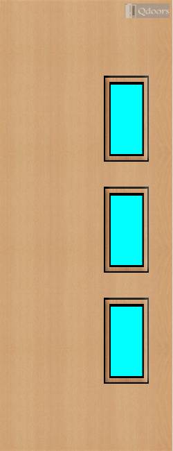 Beech door with four square vision panels on the right
