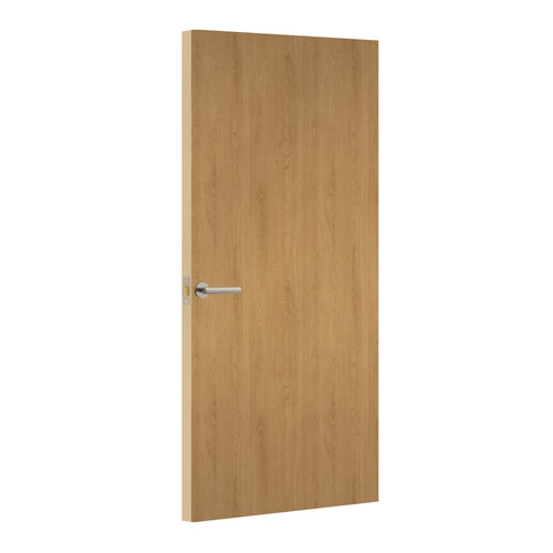 Natural Corbridge Oak Egger laminate door, angled view showing edge lippings