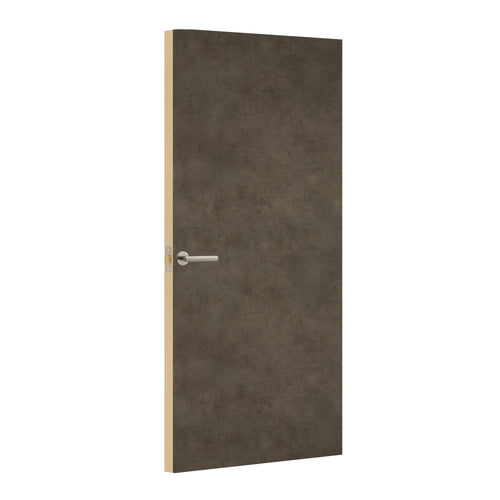 Dark Grey Chicago Concrete Egger laminate door, angled view showing edge lippings
