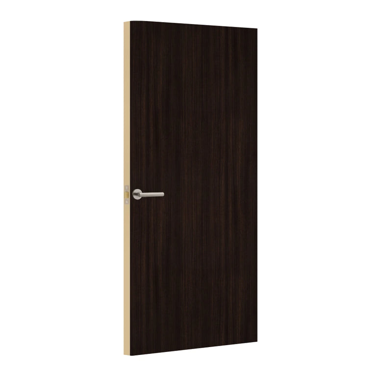 Dark Brown Eucalyptus Egger laminate door, angled view showing edge lippings
