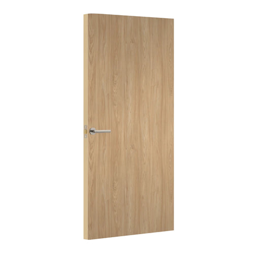 Natural Sheffield Acacia Egger laminate door, angled view showing edge lippings