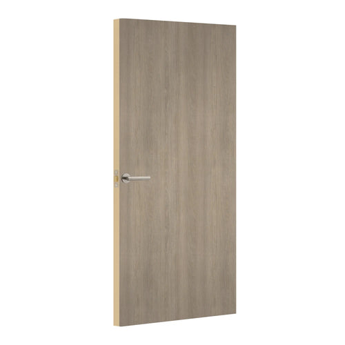 Beige Grey Lorenzo Oak Egger laminate door, angled view showing edge lippings