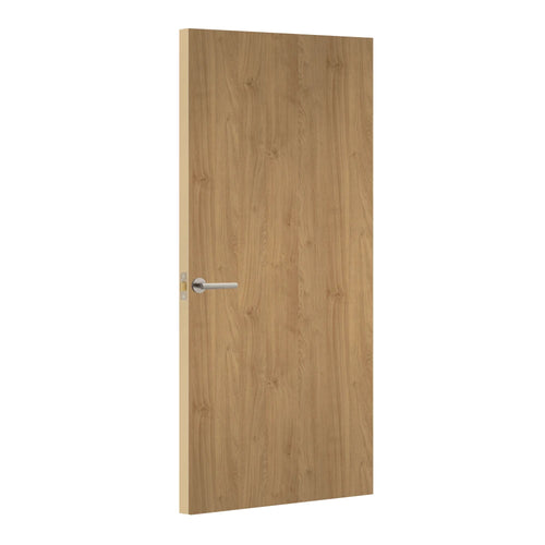 Oiled Kendal Oak Egger laminate door, angled view showing edge lippings