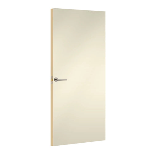 Alabaster White Egger laminate door, angled view showing edge lippings