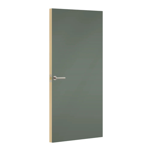 Reed Green Egger laminate door, angled view showing edge lippings
