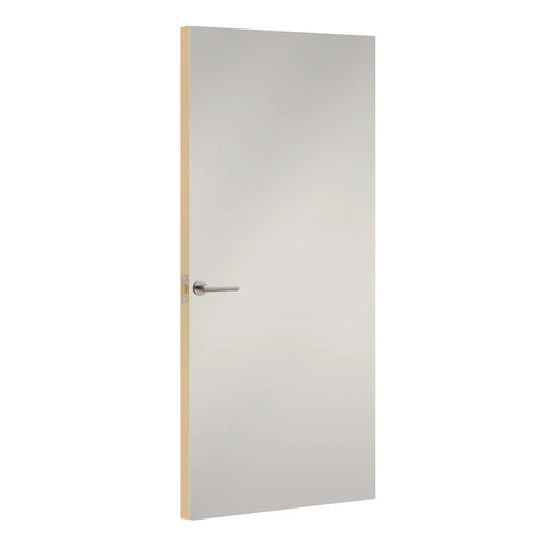 Silk Grey Egger laminate door, angled view showing edge lippings