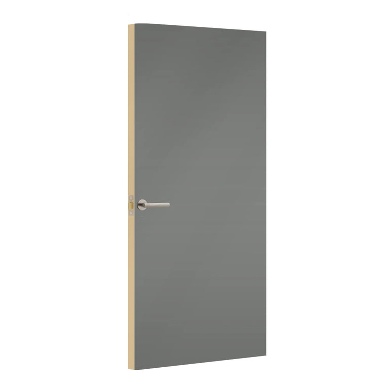 Dust Grey Egger laminate door, angled view showing edge lippings