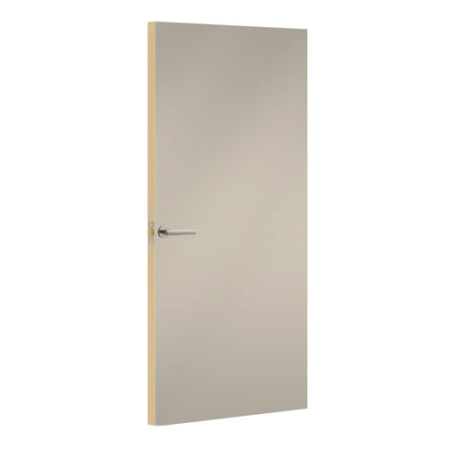 Taupe Grey Egger laminate door, angled view showing edge lippings