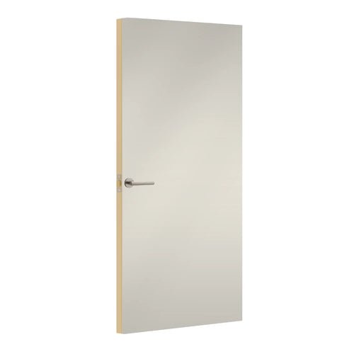White Grey Egger laminate door, angled view showing edge lippings