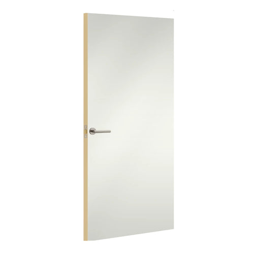 Premium White Egger laminate door, angled view showing edge lippings