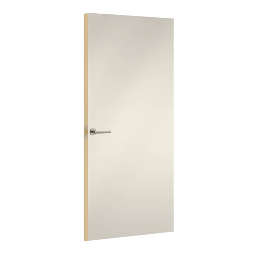 Porcelain White Egger laminate door, angled view showing edge lippings
