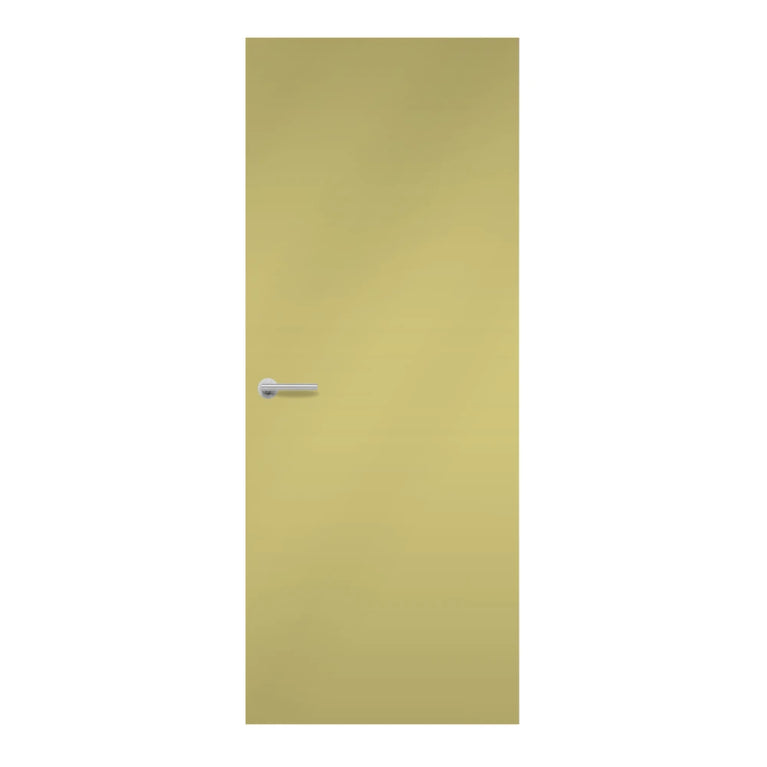 Artichoke Formica laminate door in earthy green tone, front view