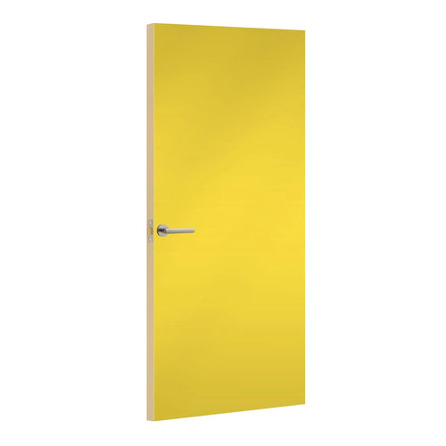 Chrome Yellow Formica laminate door, angled view with light edge lippings