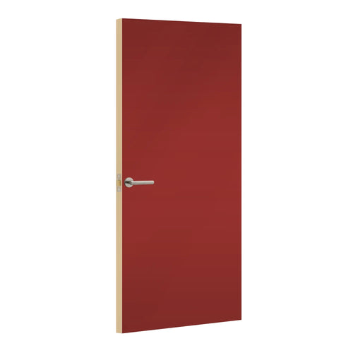 Paprika Formica laminate door, angled view with light edge lippings