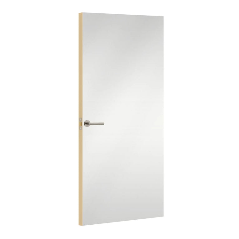 Polar White Formica laminate door, angled view with light edge lippings