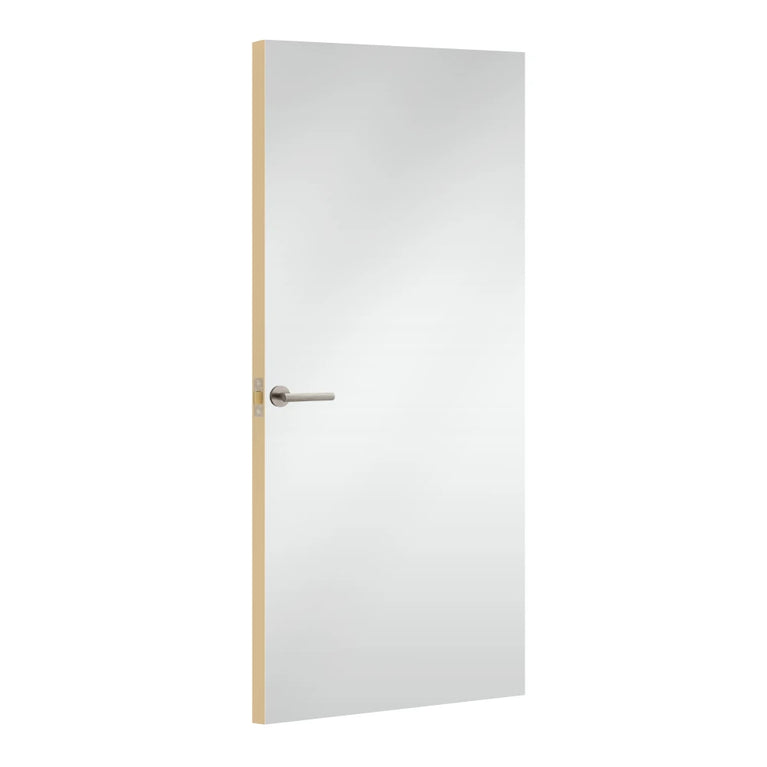 Blanc Polaire Formica laminate door, angled view with light edge lippings