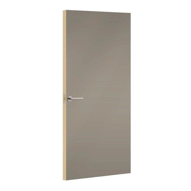 Sarum Grey Formica laminate door, angled view with light edge lippings