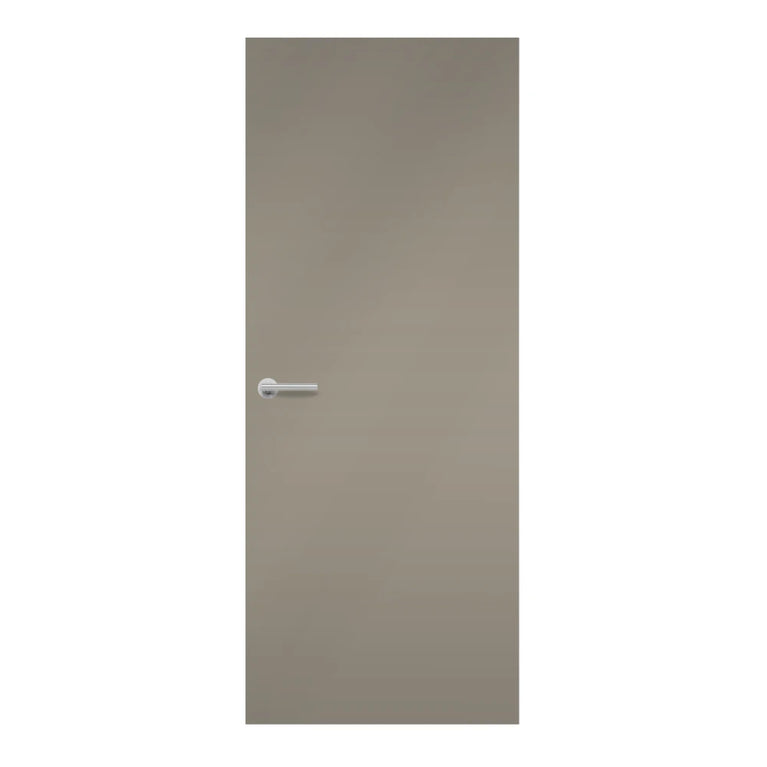 Sarum Grey Formica laminate door in balanced medium-grey tone, front view
