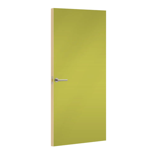 Wasabi Formica laminate door, angled view with light edge lippings