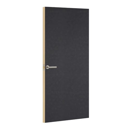 Steel Metal Formica laminate door, angled view with light edge lippings