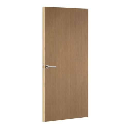 Pecan Woodline Formica laminate door, angled view with light edge lippings