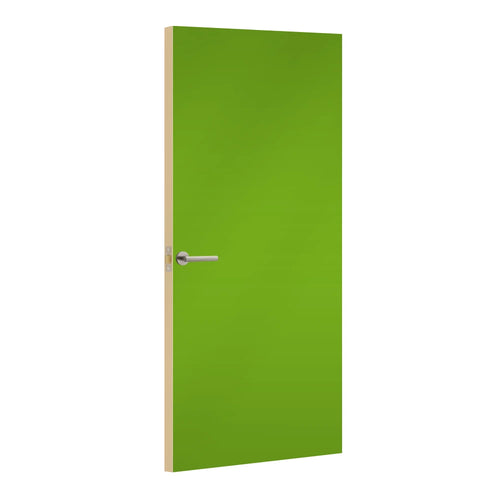 Vibrant Green Formica laminate door, angled view with light edge lippings
