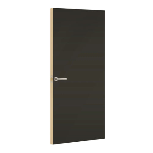 Graphite Formica laminate door, angled view with light edge lippings