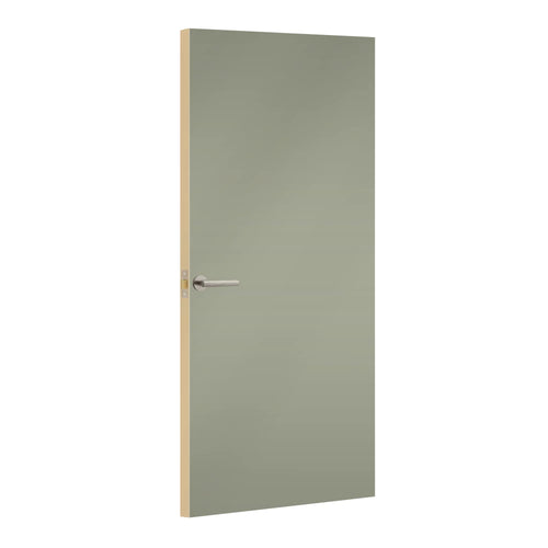 Ocean Grey Formica laminate door, angled view with light edge lippings