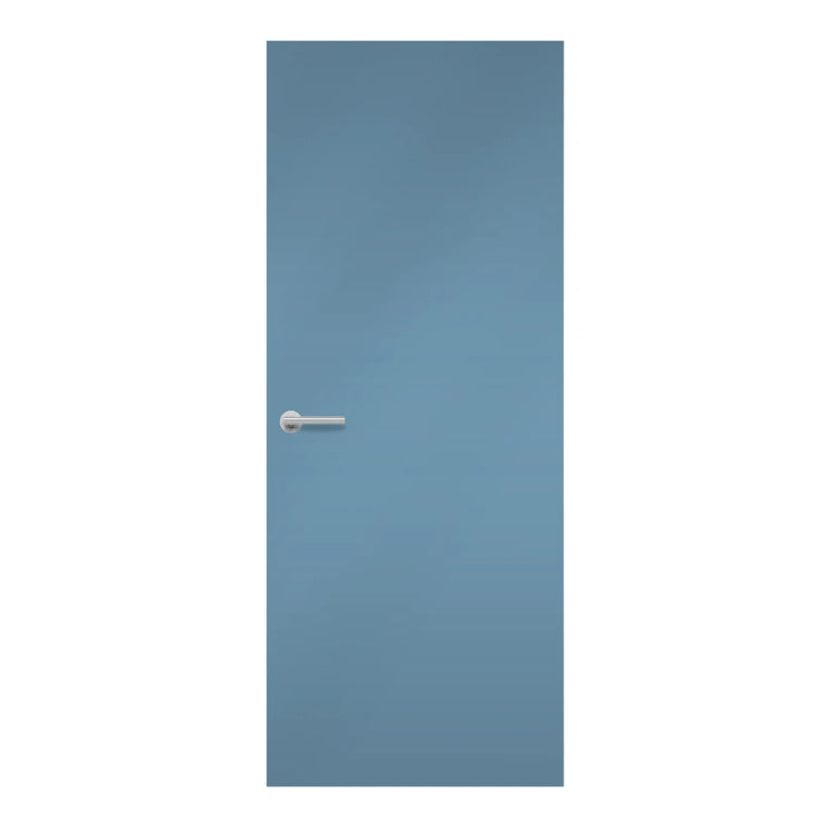 China Blue Formica laminate door in sophisticated medium-blue shade, front view