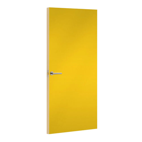 Spectrum Yellow Formica laminate door, angled view with light edge lippings