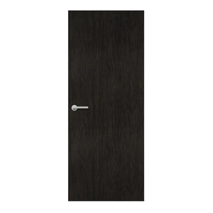 Black Birchply Formica laminate door in birchply grain with a dark modern finish, front view